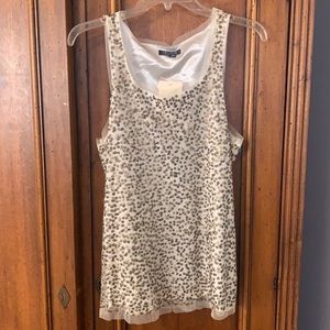NWT Gryphon tank-shell top with gold sequins